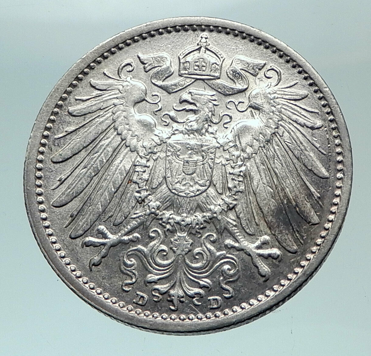 1915 GERMANY WILHELM II w Eagle Antique German Empire Silver 1 Mark Coin i82111