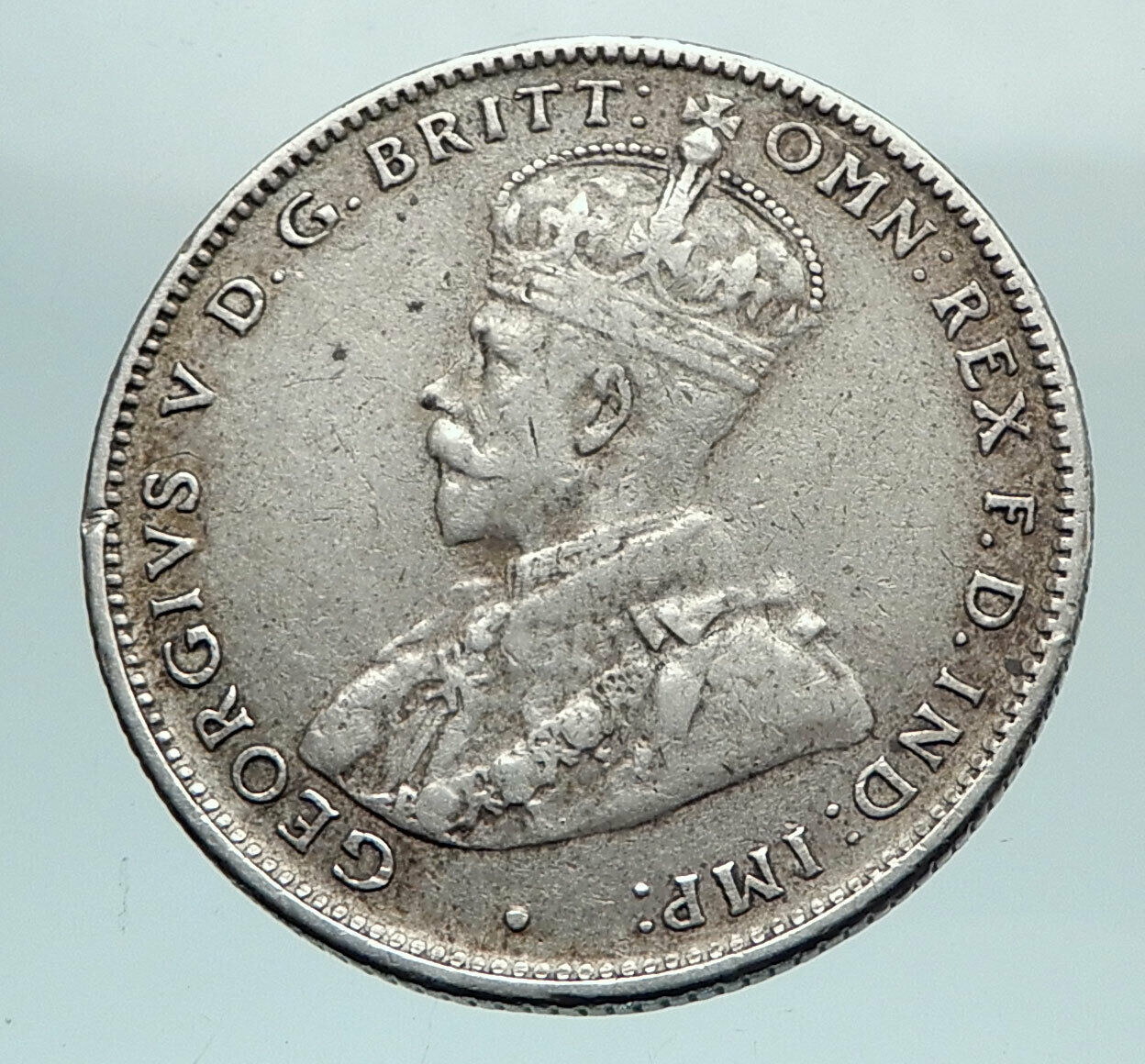 1936 AUSTRALIA UK King George V KANGAROO Antique Silver Shilling Coin i81035