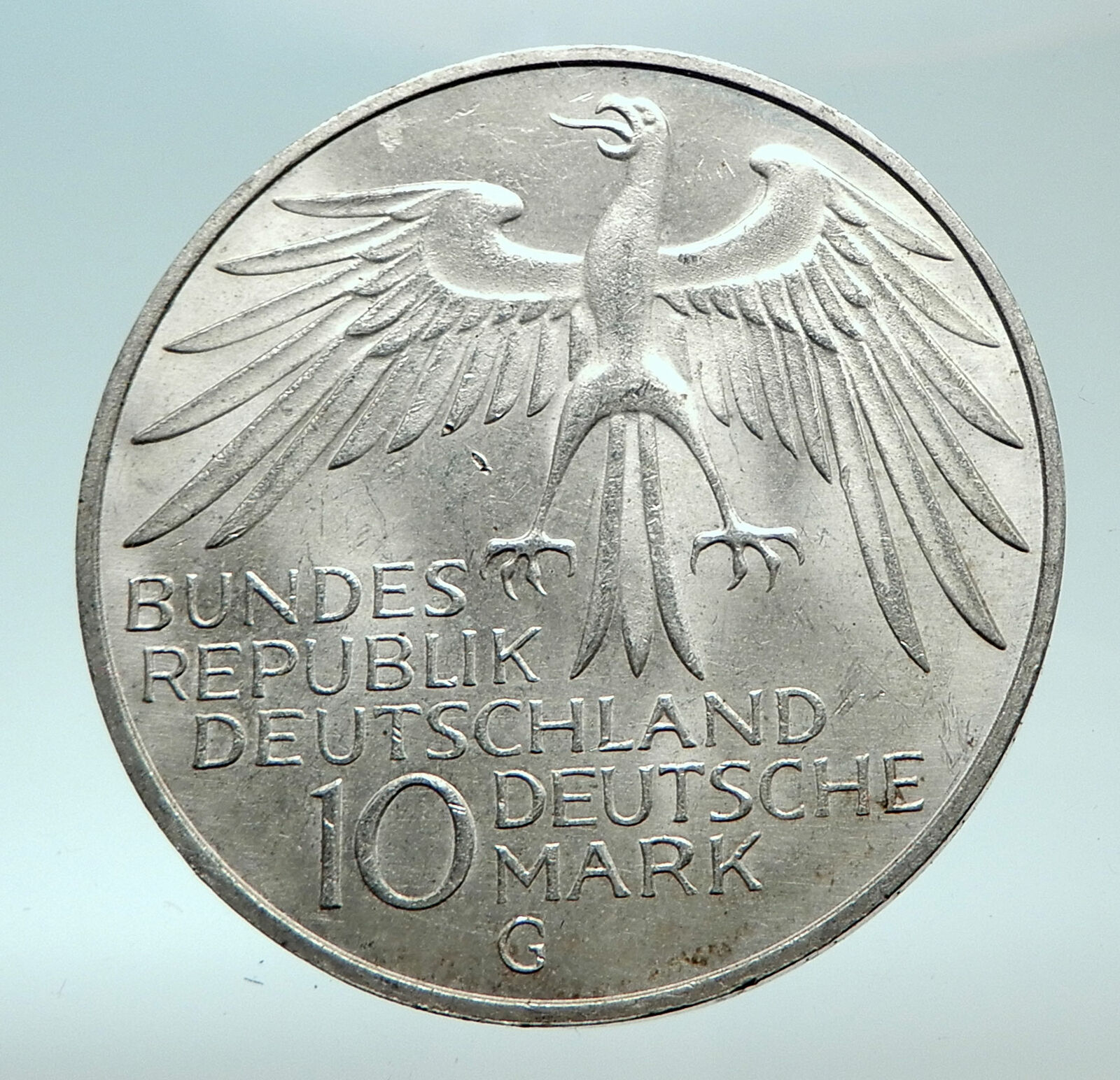 1972 Germany Munich Summer Olympics Stadium Genuine 10 Mark Silver Coin i82143