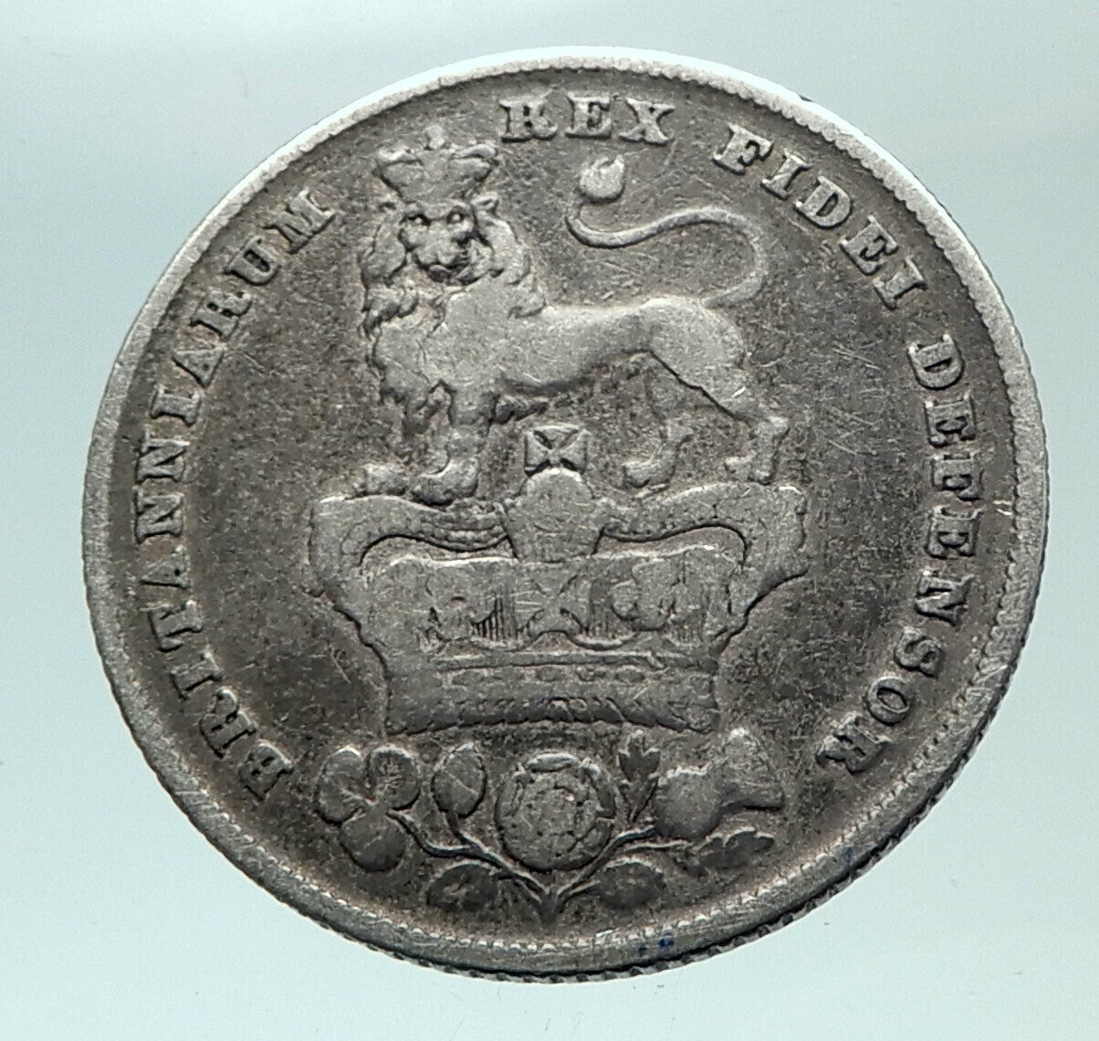 1826 UK Great Britain United Kingdom KING GEORGE IV Silver Shilling Coin i82146