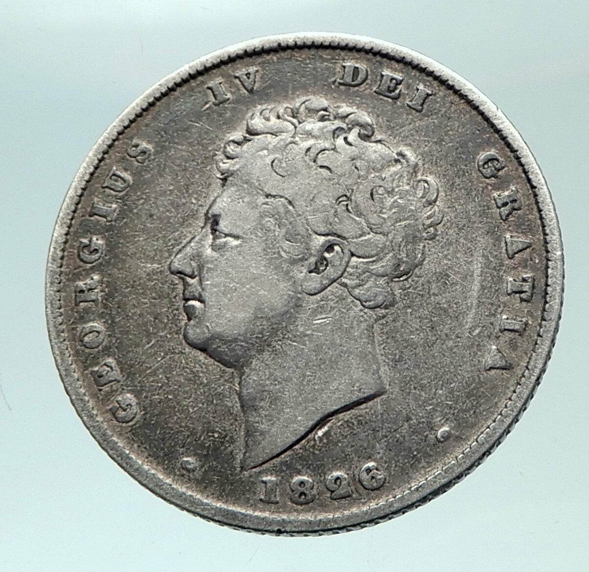 1826 UK Great Britain United Kingdom KING GEORGE IV Silver Shilling Coin i82146