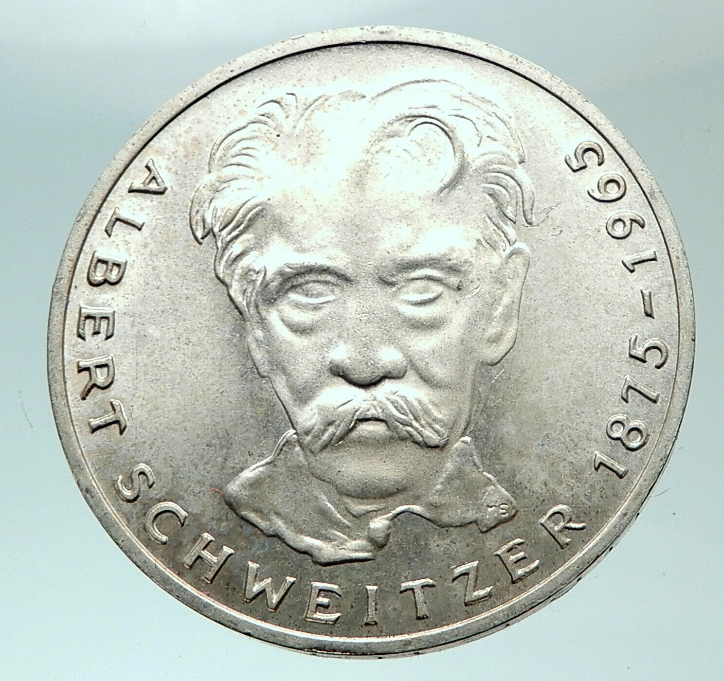 1975 GERMANY Silver 5 Mark Coin GERMAN Nobel Prize Hero Albert Schweitzer i82142