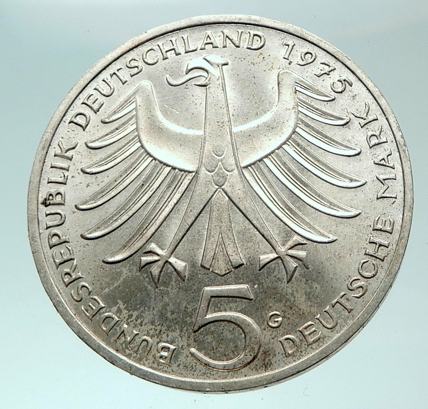 1975 GERMANY Silver 5 Mark Coin GERMAN Nobel Prize Hero Albert Schweitzer i82142