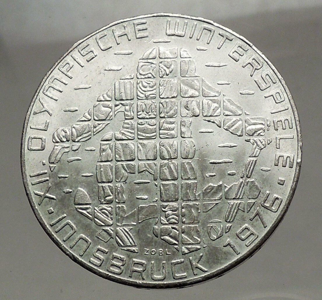 1976 Innsbruck WINTER Olympic Games AUSTRIA - SILVER 100 Schilling Coin i57148