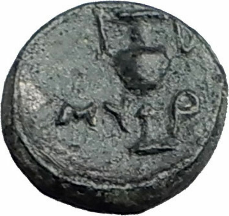 MYRINA in AEOLIS 4-3CenBC ATHENA AMPHORA Authentic Ancient Greek Coin i59782