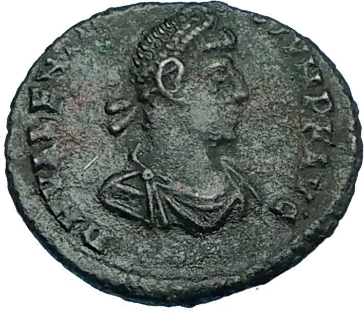 VALENTINIAN II w Woman 378AD Rome Authentic Ancient Roman Coin VICTORY i65801