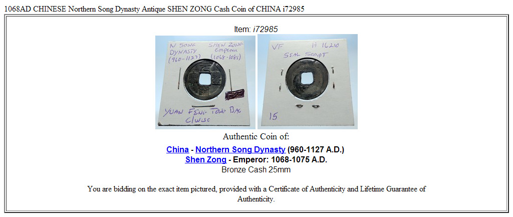 1068AD CHINESE Northern Song Dynasty Antique SHEN ZONG Cash Coin of CHINA i72985