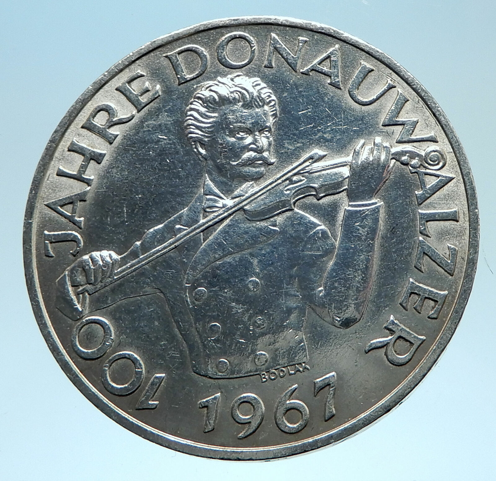 1967 AUSTRIA Blue Danube Waltz Genuine Silver 50 Shilling Coin i77812