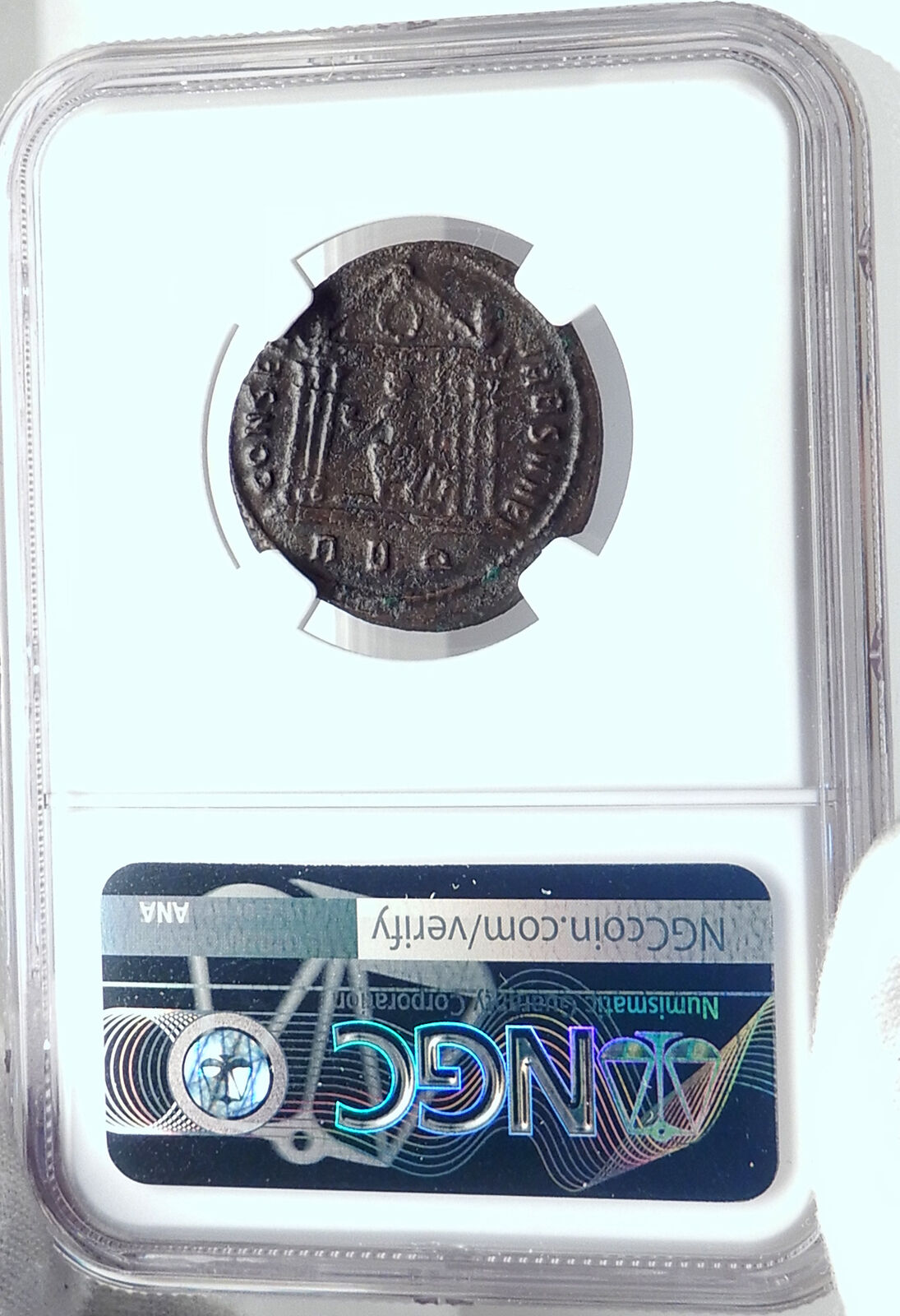 MAXENTIUS Authentic Ancient 308AD Rome TEMPLE Genuine Roman Coin NGC i81849