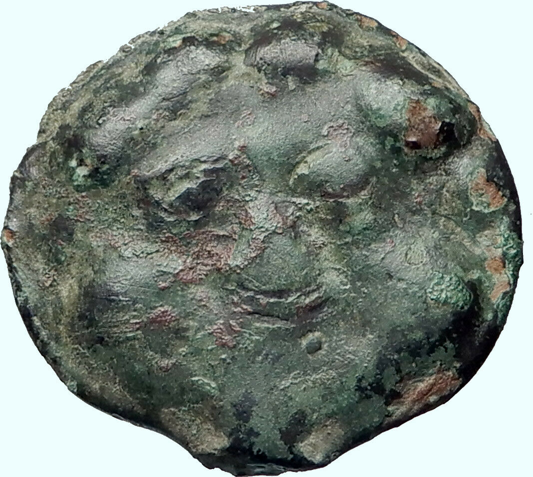 SELINOS in SICILY 450BC Gorgoneion Selinon Leaf Rare Ancient Greek Coin i41408