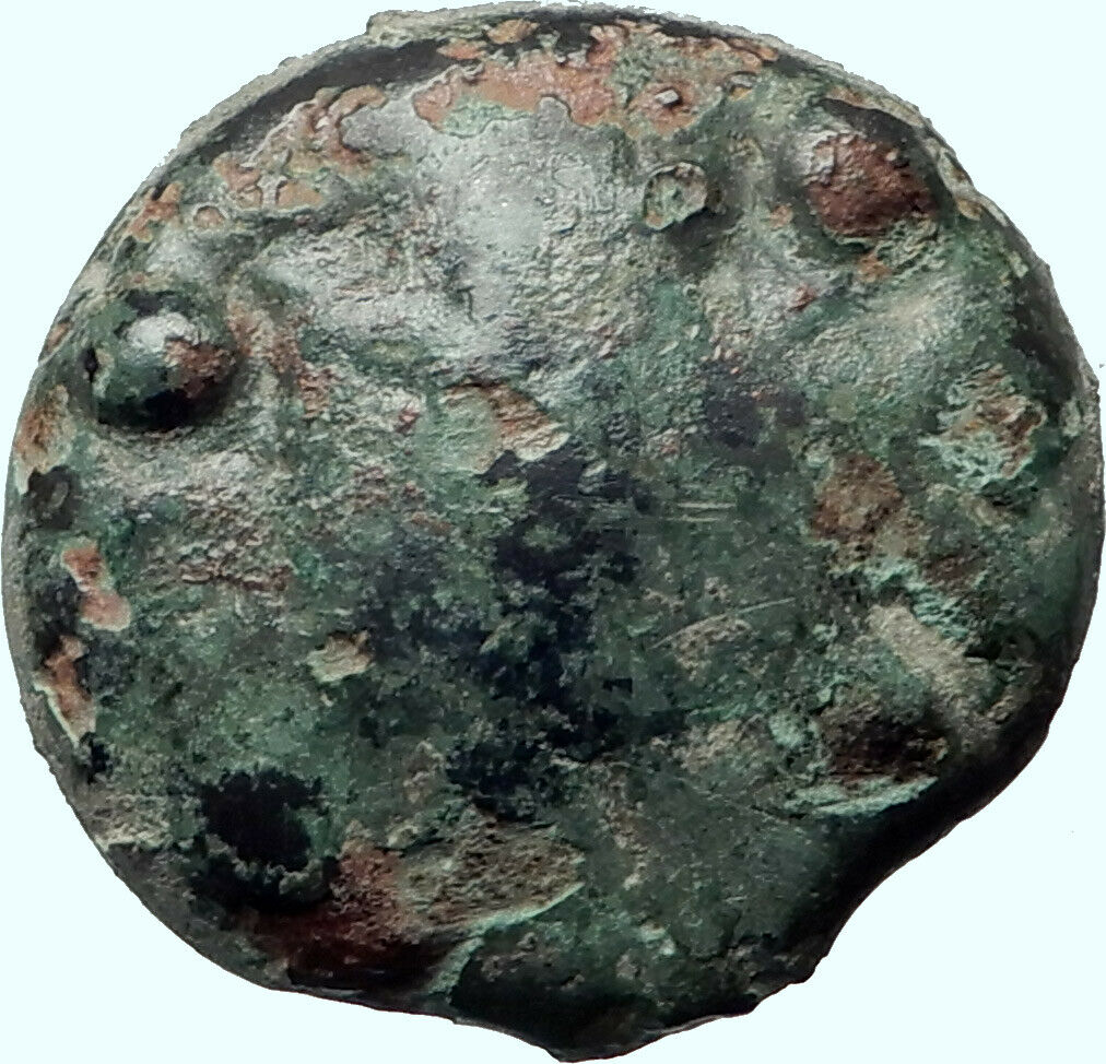 SELINOS in SICILY 450BC Gorgoneion Selinon Leaf Rare Ancient Greek Coin i41408