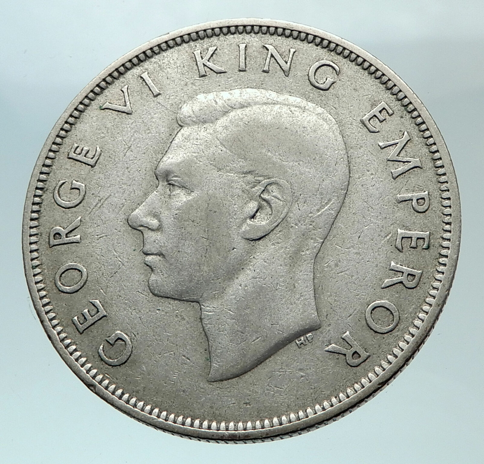 1942 NEW ZEALAND under UK King George VI Silver 1/2 Crown Coin Shield i82153