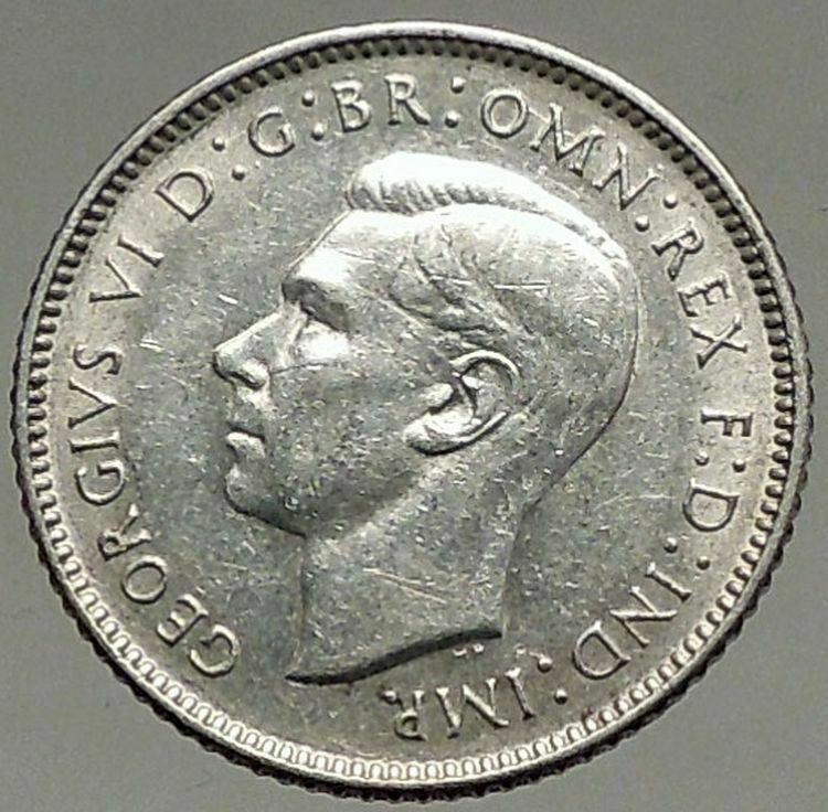 1943 AUSTRALIA King George VI Kangaroos Antique Silver Sixpence Coin i56706