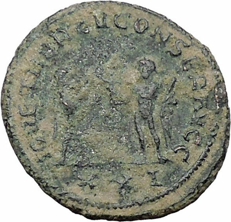 DIOCLETIAN receiving Victory on globe from JUPITER Ancient Roman Coin i47646