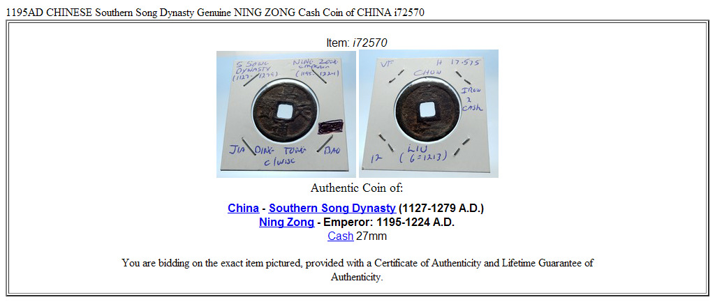 1195AD CHINESE Southern Song Dynasty Genuine NING ZONG Cash Coin of CHINA i72570