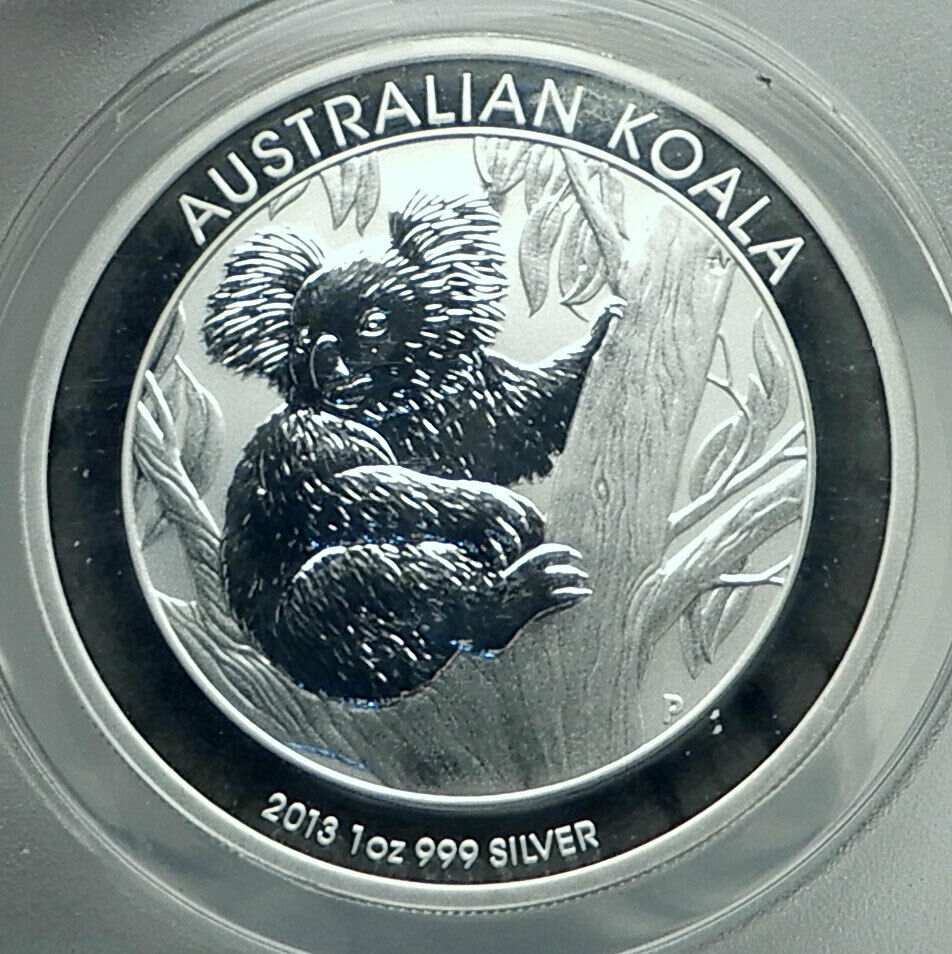 2013 AUSTRALIA UK Queen Elizabeth II KOALA Genuine Silver $ Coin ANACS MS i79223