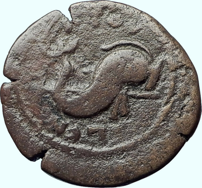 ANTONINUS PIUS 145AD Alexandria in Egypt Ancient Roman Coin Dolphin i41498