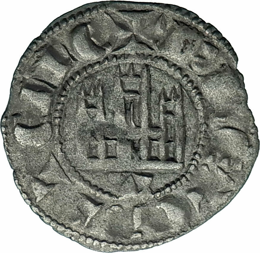 1295AD SPAIN Spanish States CASTILE LEON King Ferdinand IV Coin w CASTLE i79775