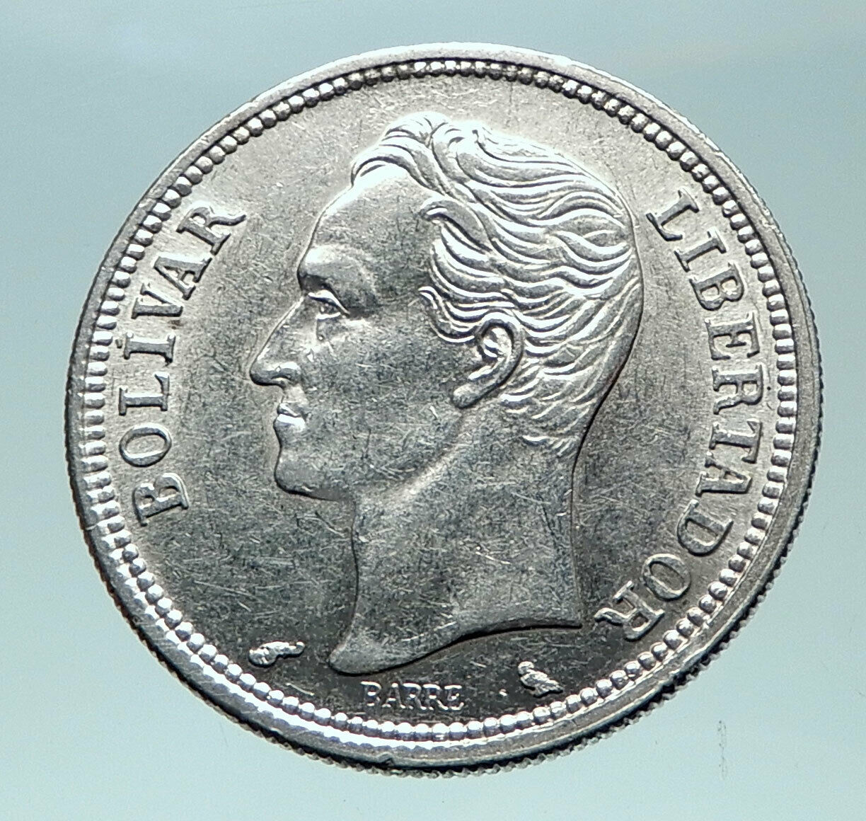 1960 Freemason President Simon Bolivar VENEZUELA Founder 1BLV Silver Coin i82016