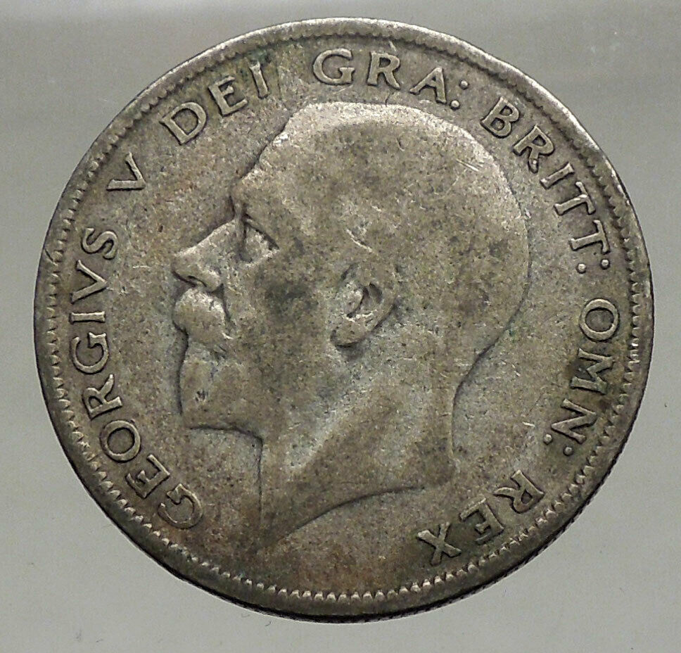 1928 Great Britain United Kingdom UK King GEORGE V Silver Half Crown Coin i56656