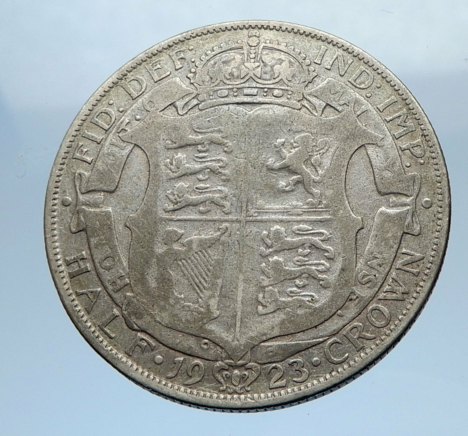 1923 Great Britain United Kingdom UK King GEORGE V Silver Half Crown Coin i69470