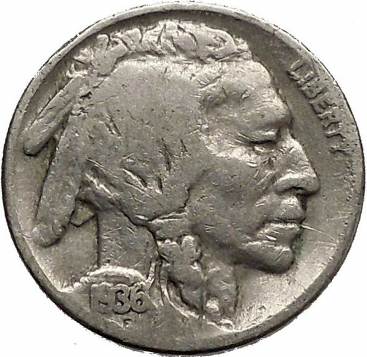 1936 BUFFALO NICKEL 5 Cents of United States of America USA Antique Coin i43860