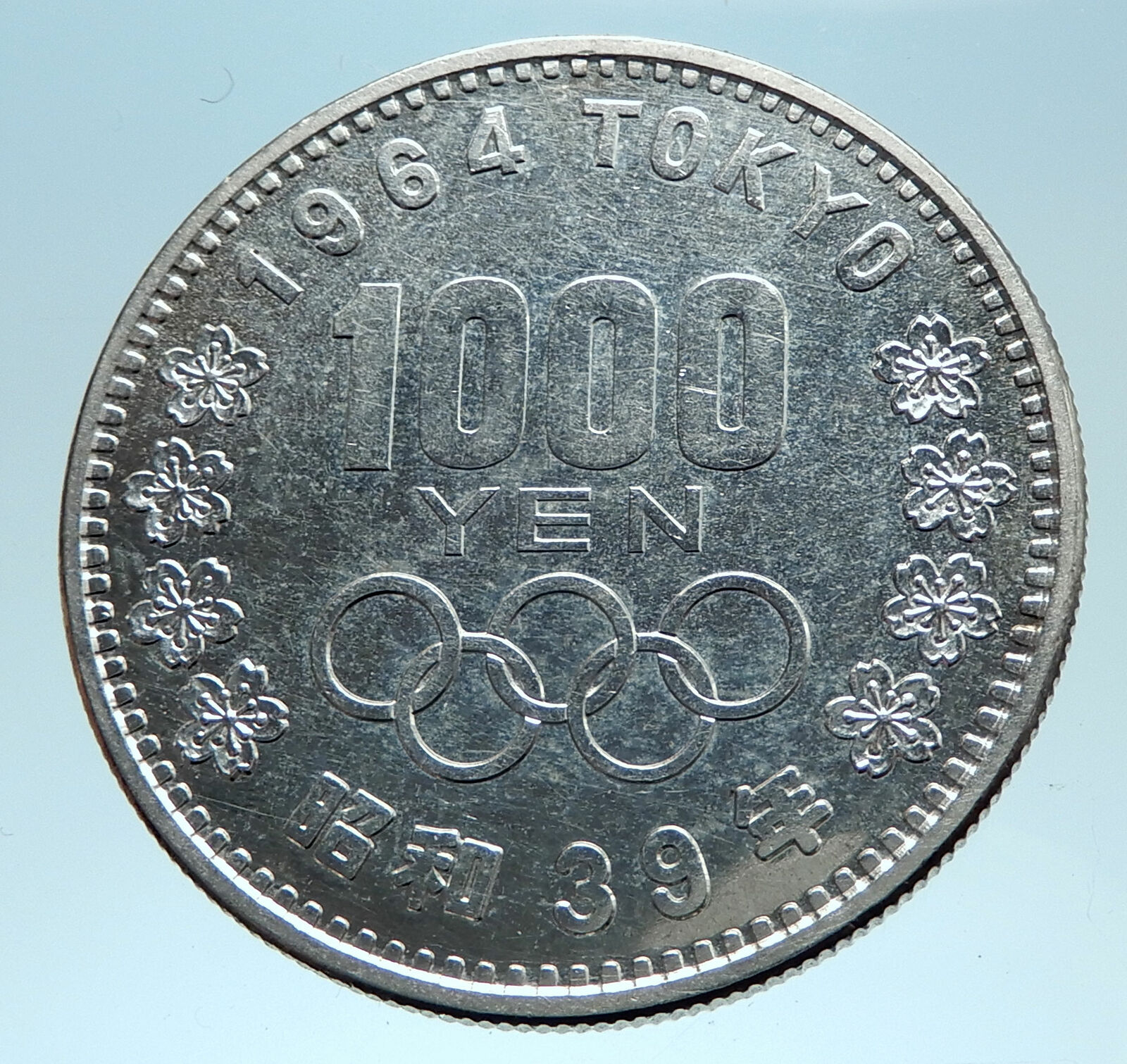 1964 JAPAN Tokyo Summer Olympic Games 3.5cm Silver Japanese MT FUJI Coin i78218