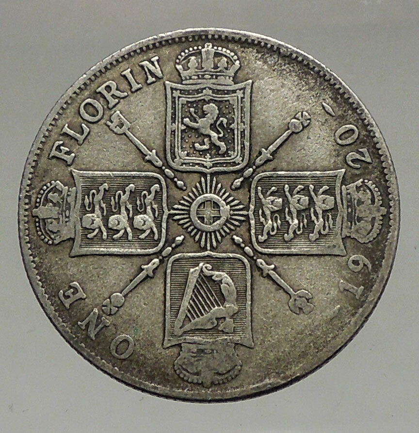 1920 GREAT BRITAIN UK United Kingdom King George V Big SILVER FLORIN Coin i56655