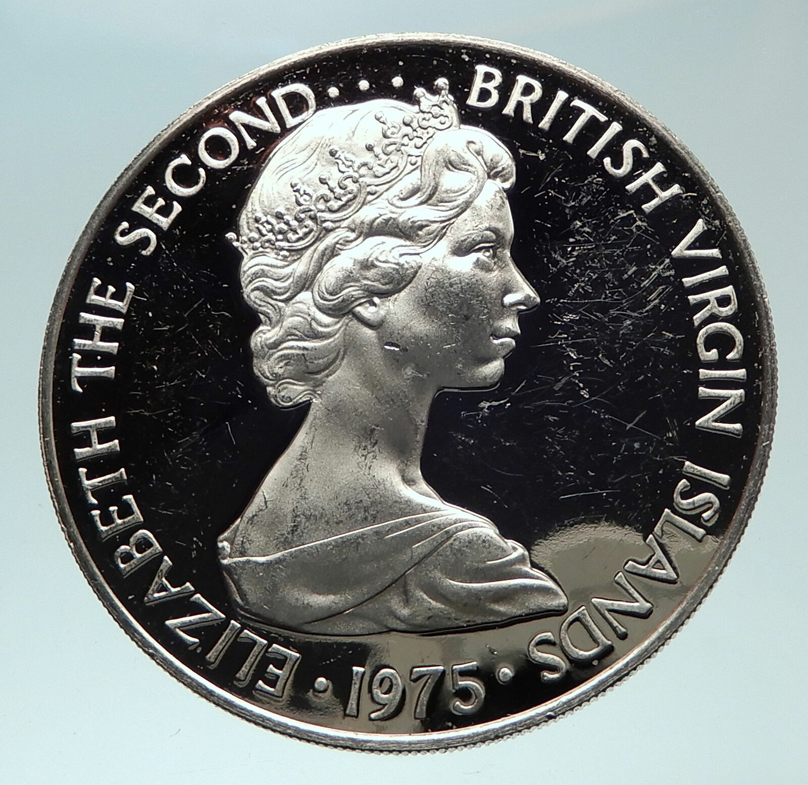 1975 Proof British Virgin Islands Queen Elizabeth II Proof Silver 50 Coin i82423