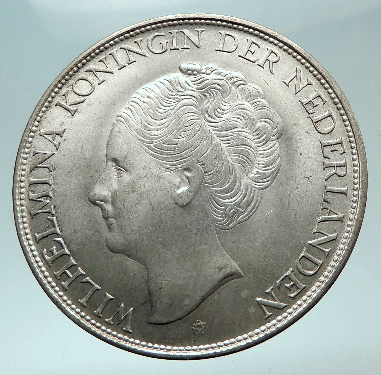 1944 CURACAO Netherlands Kingdom WILHELMINA Old Silver 2 1/2 Gulden Coin i82416