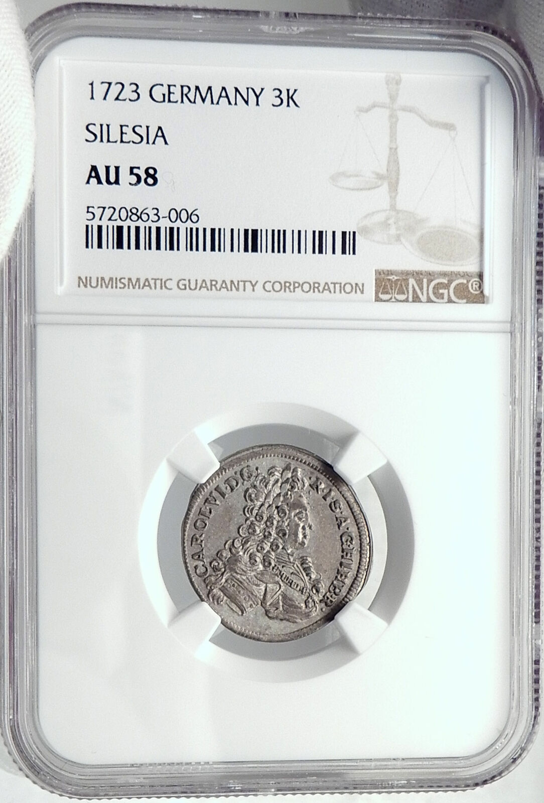 1723 AUSTRIA Holy Roman Empire CHARLES VI AUSTRIAN Silver Coin NGC i82378