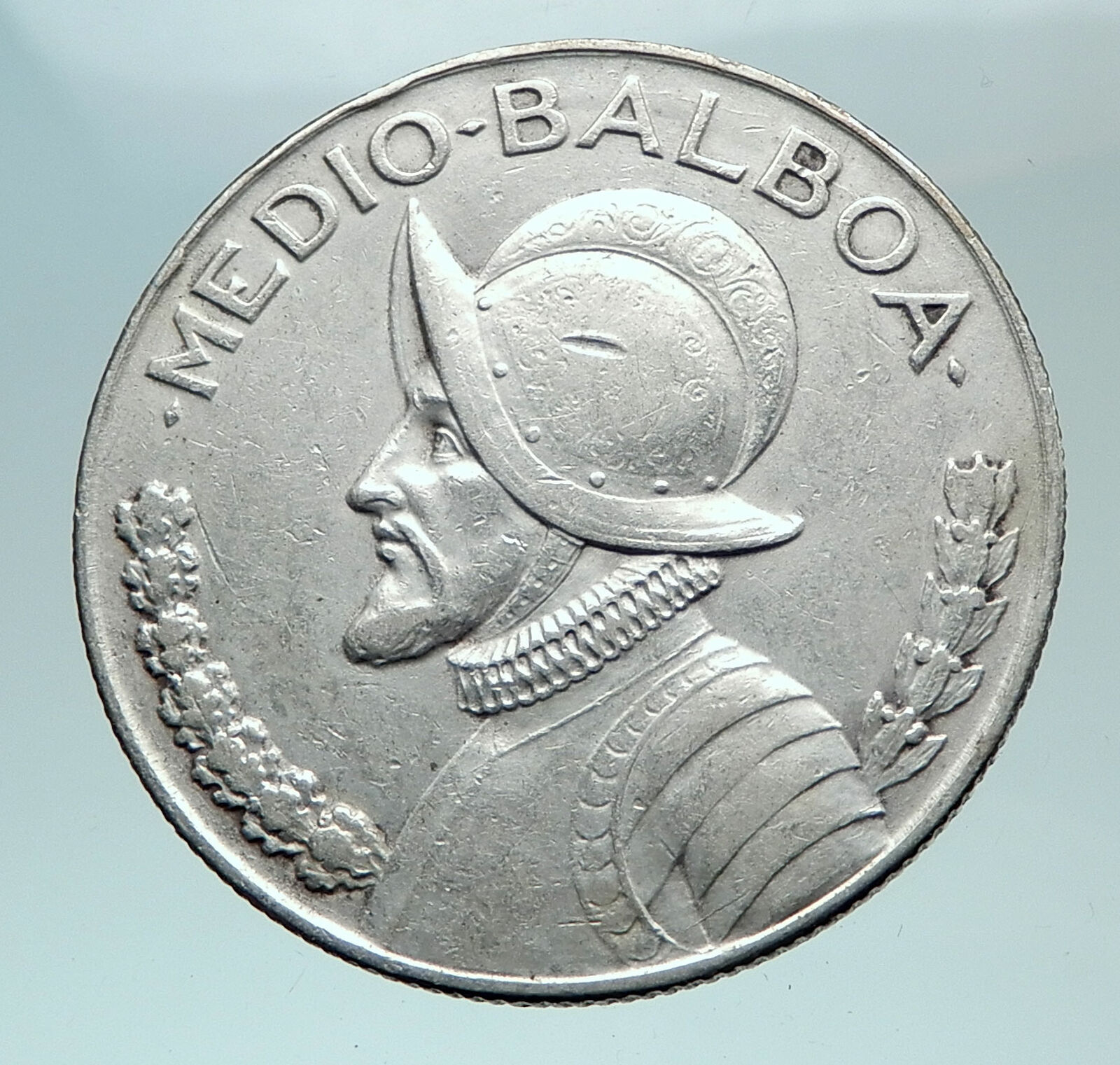 1933 PANAMA BIG 3cm Silver CONQUISTADOR Half BALBOA Central America Coin i82429