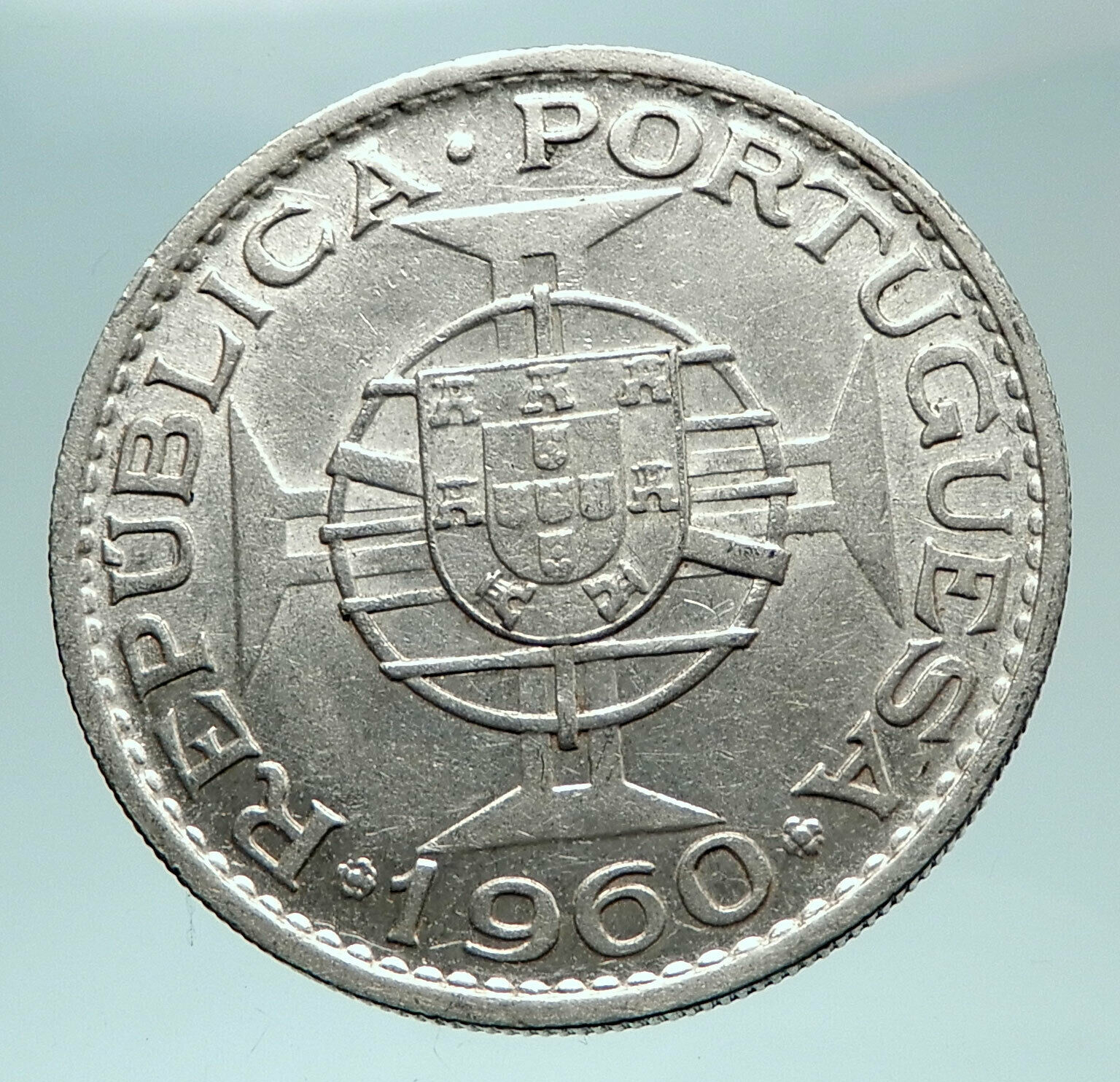 1960 BOTSWANA President Sir SERETSE Genuine Antique Silver 20 Escudo Coin i82412