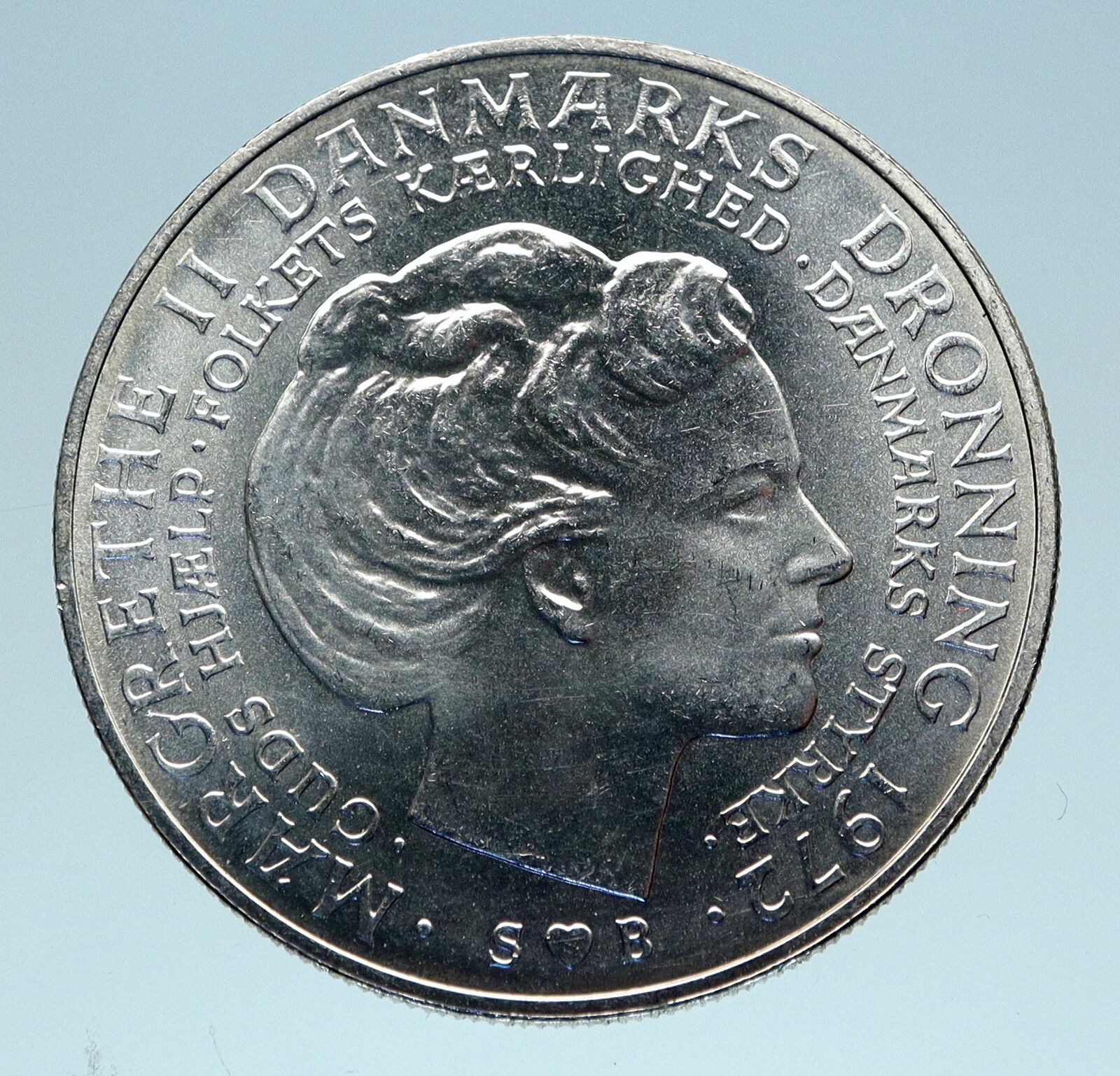 1972 DENMARK King Frederick IX & Queen Margrethe II Silver 10 Kroner Coin i83136