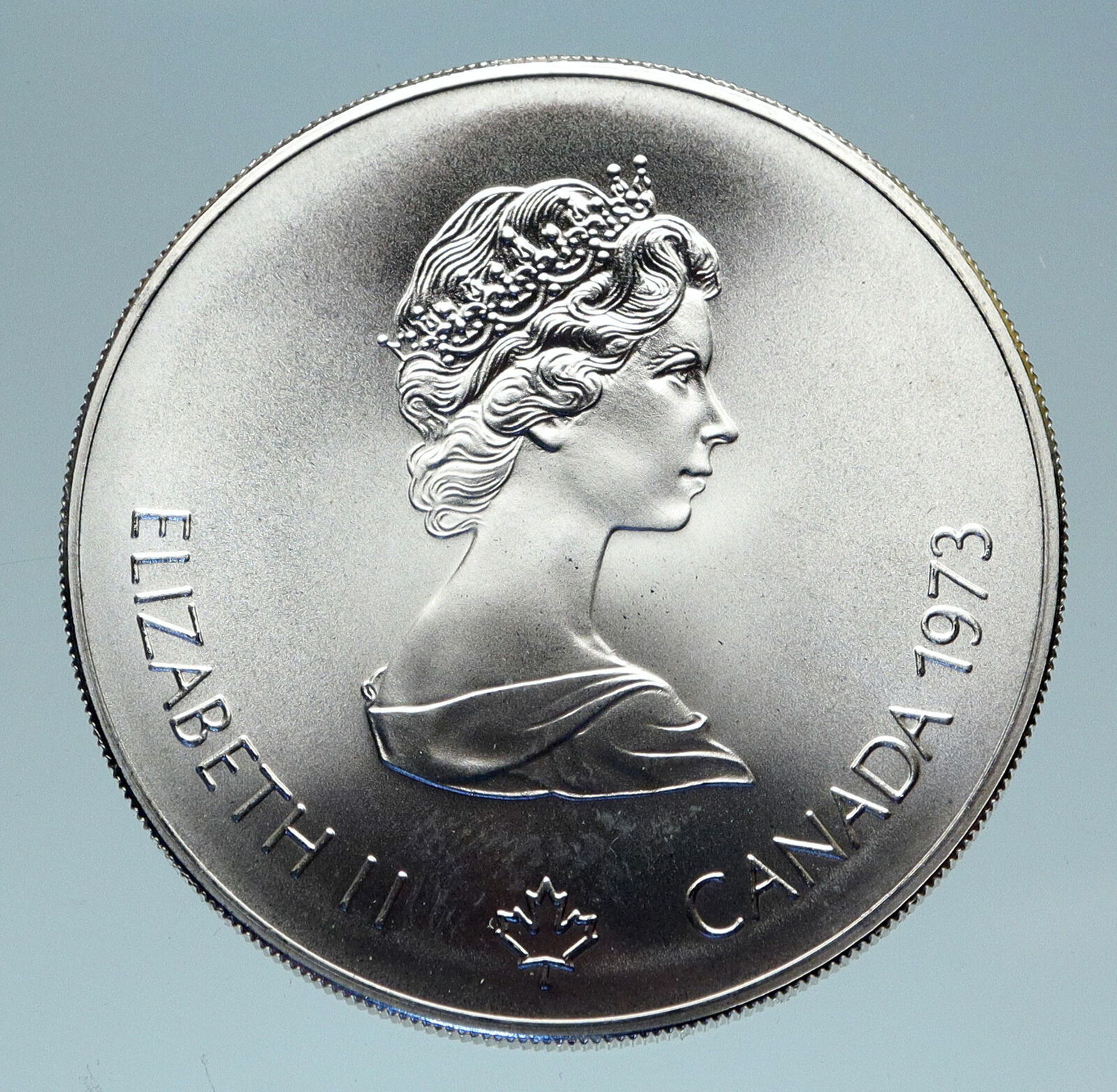 1973 CANADA Queen Elizabeth II Olympics Montreal World Map Silver $5 Coin i83123