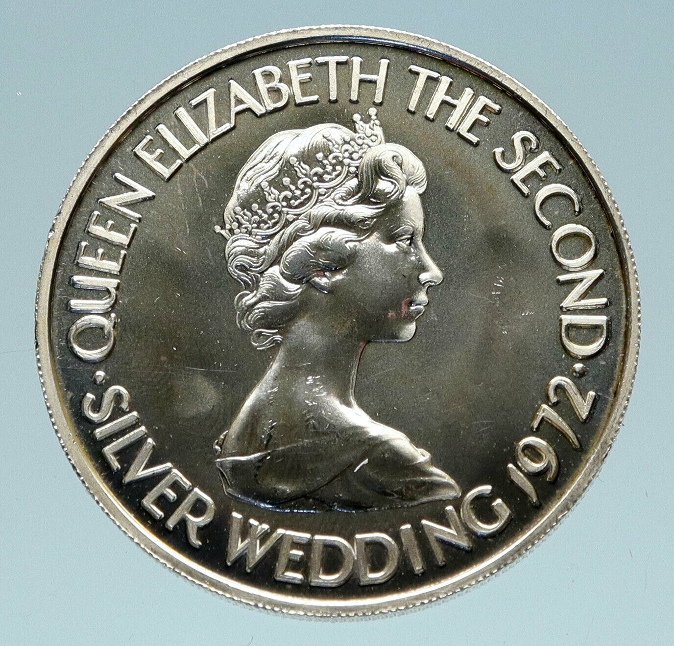 1972 JERSEY UK Queen Elizabeth Philip Wedding Genuine Silver Pound Coin i83130