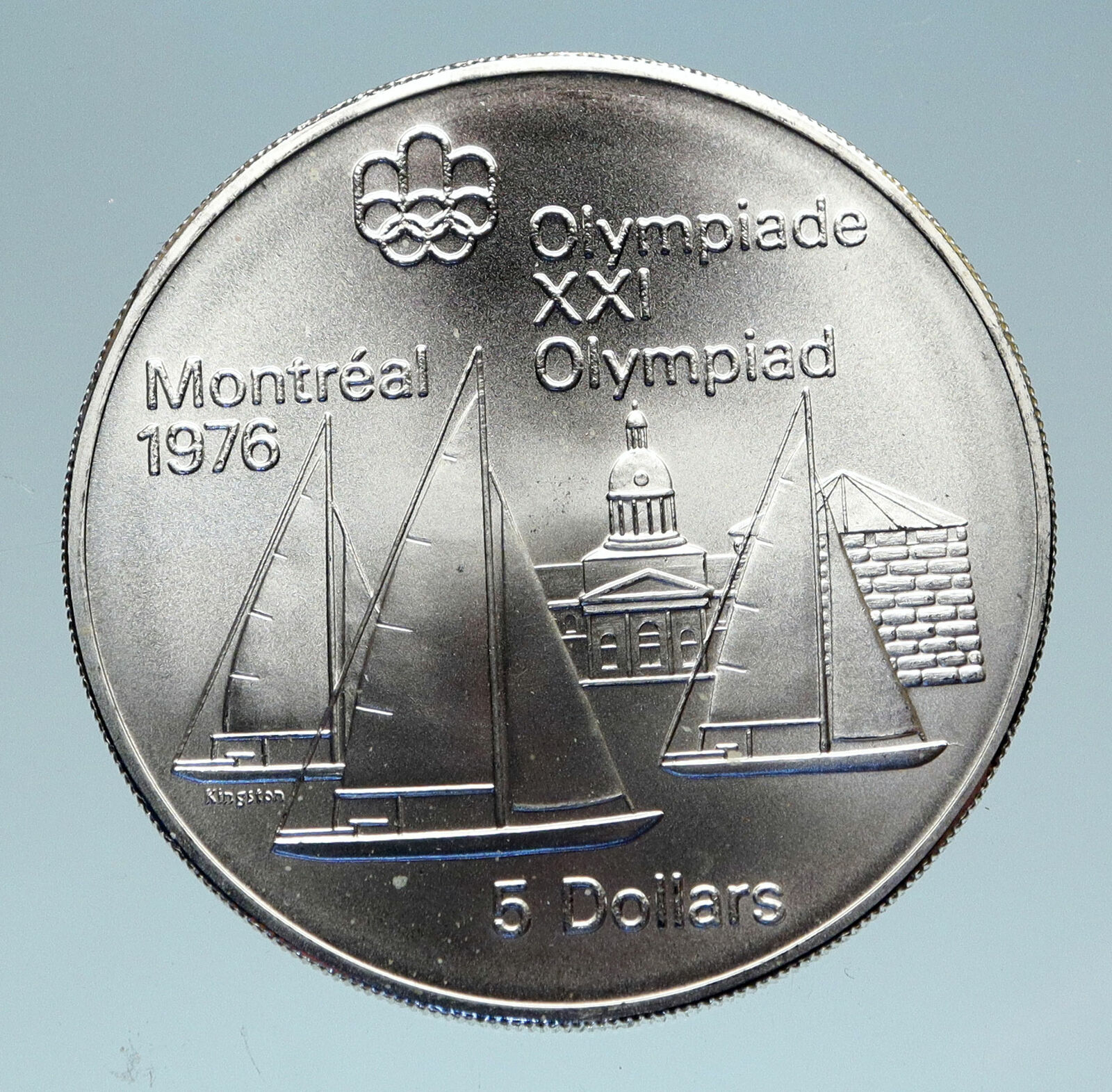 1973 CANADA Queen Elizabeth II Olympics Montreal Sailing OLD Silver Coin i83128