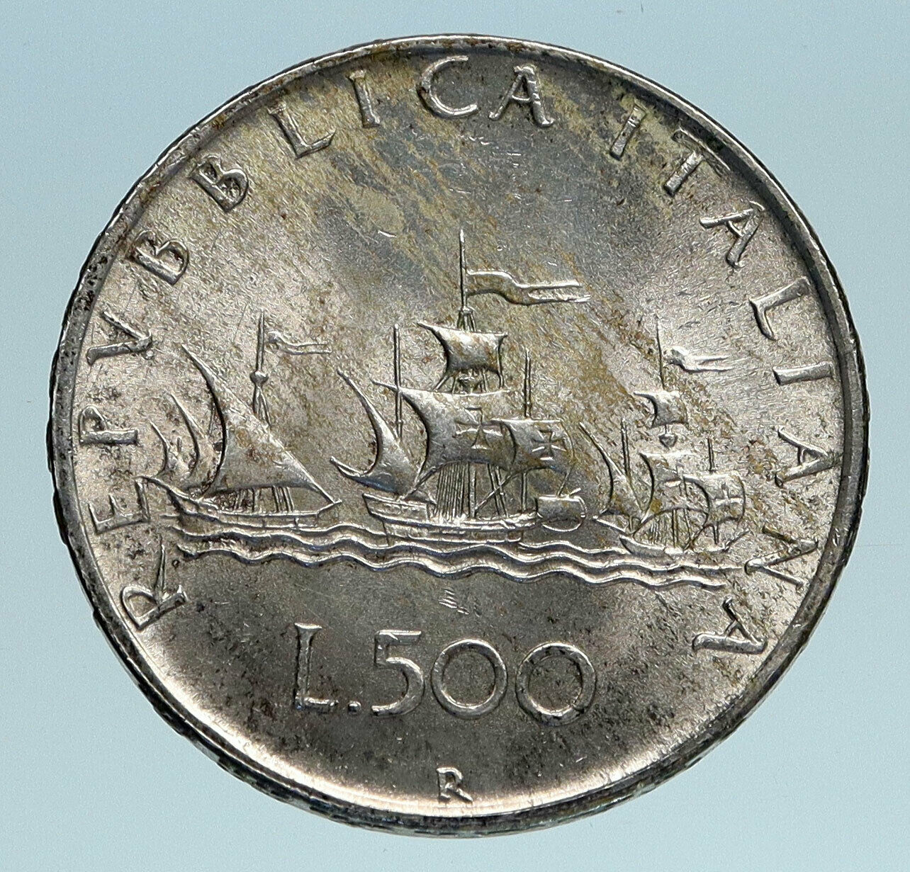 1960 ITALY - CHRISTOPHER COLUMBUS DISCOVER America SILVER Italian Coin i83177