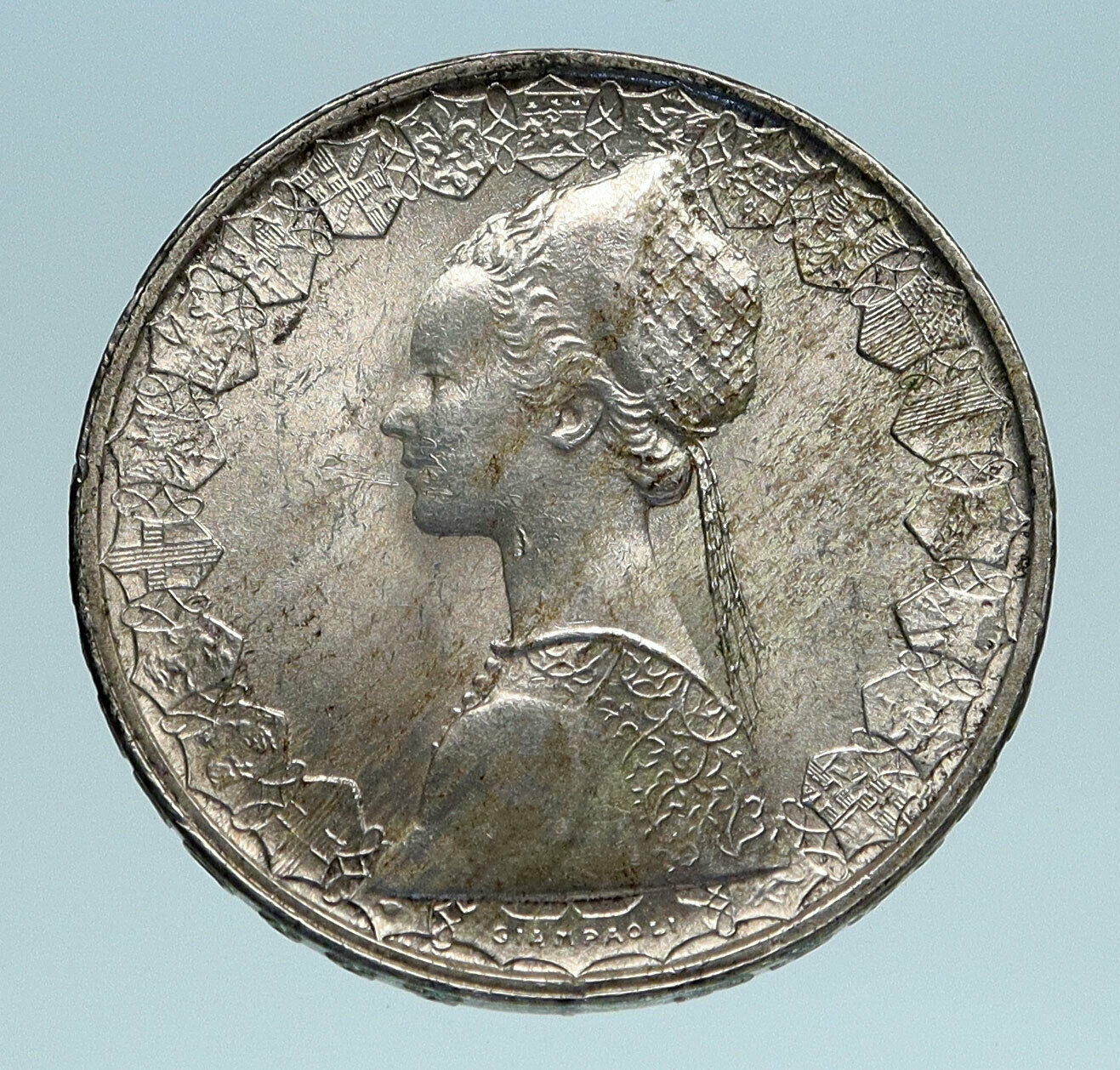 1960 ITALY - CHRISTOPHER COLUMBUS DISCOVER America SILVER Italian Coin i83177