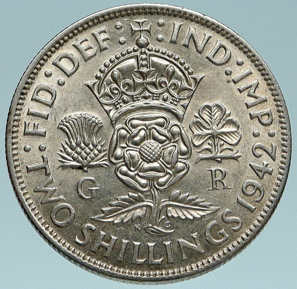 1942 Great Britain United Kingdom King George VI SILVER 2 Shilling Coin i83159