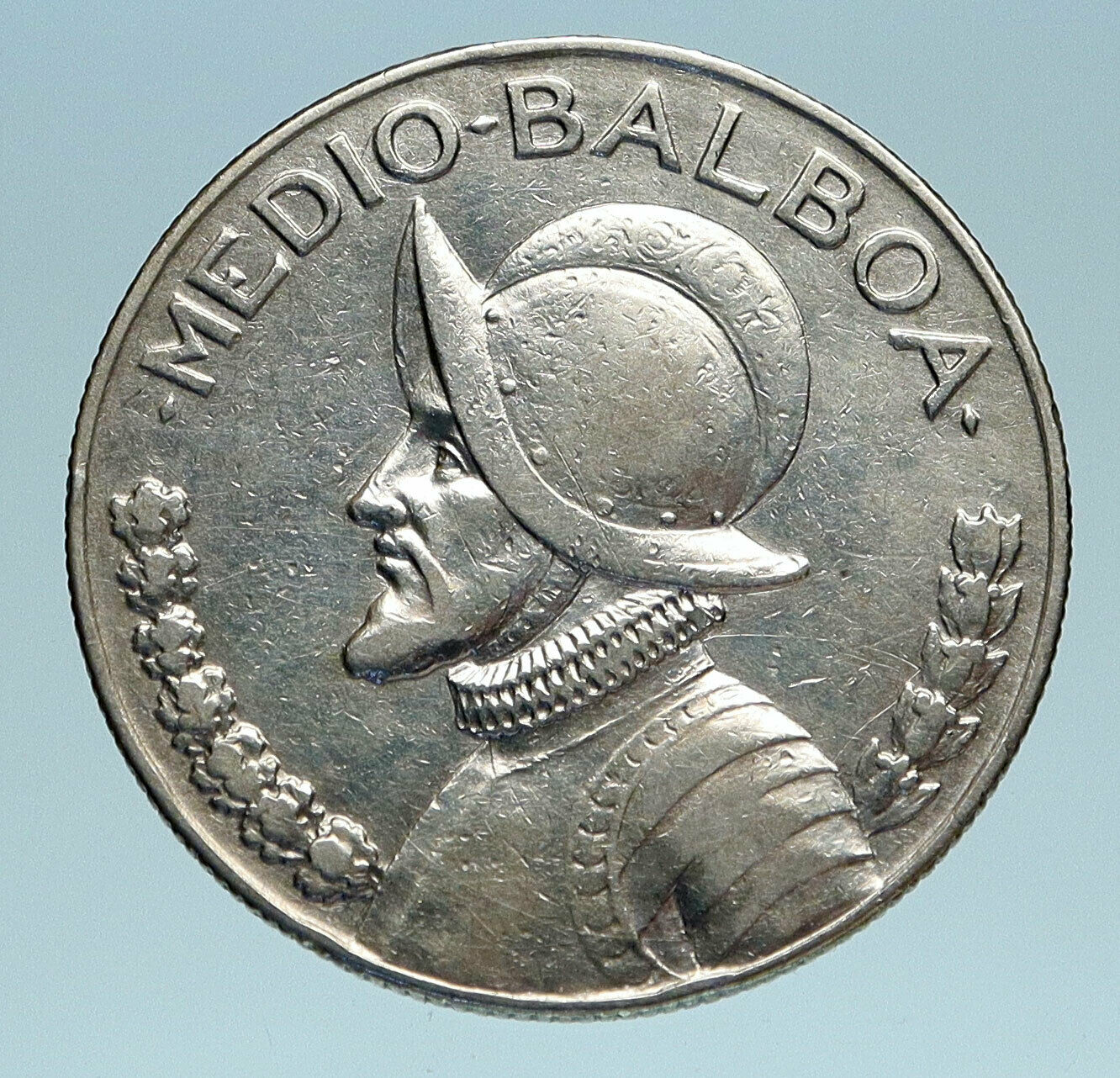 1930 PANAMA Spanish Conquistador Hero Genuine Silver 1/2 BALBOA Coin i83168