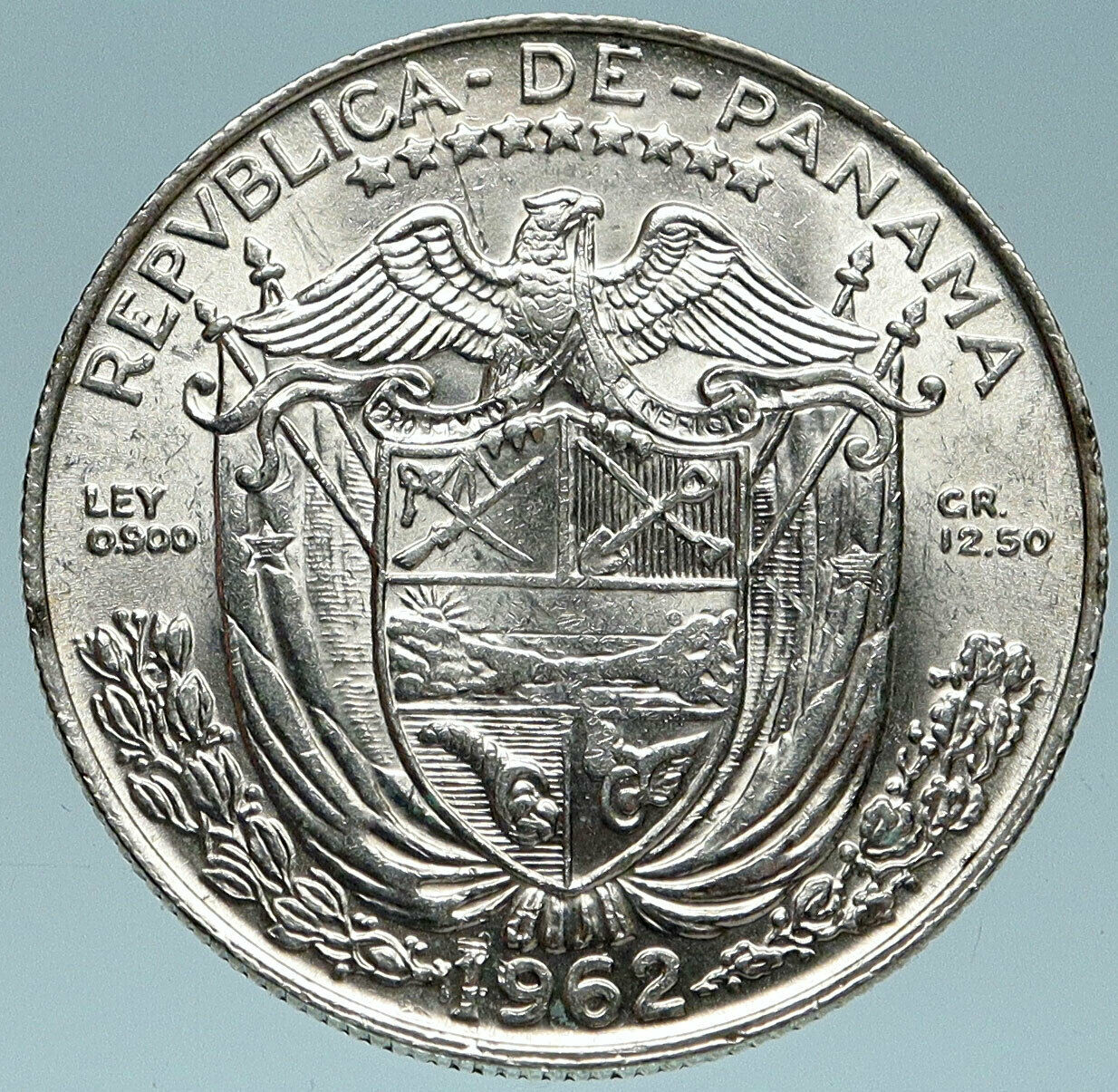 1962 PANAMA Spanish Conquistador Hero Genuine Silver 1/2 BALBOA Coin i83160