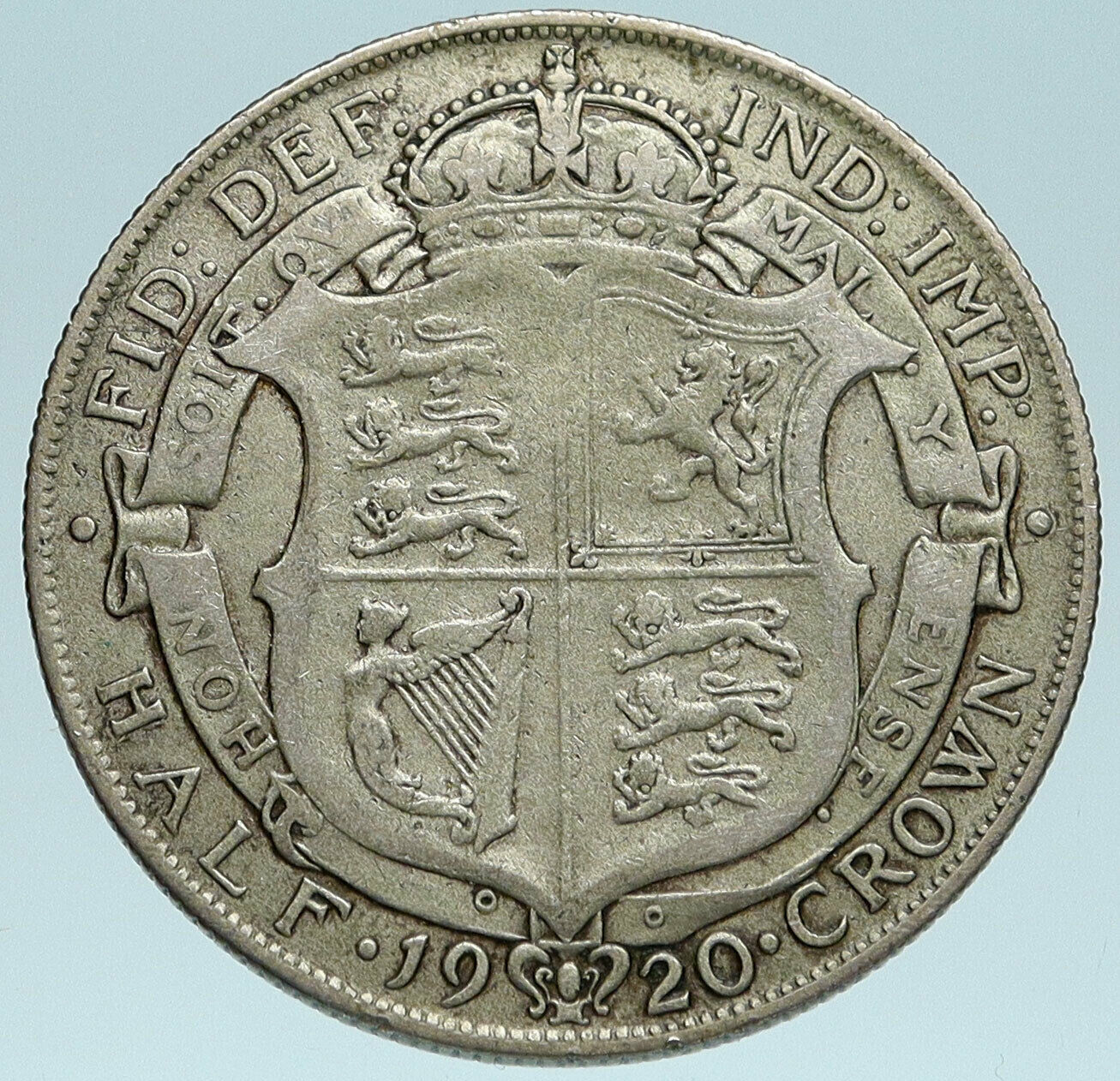 1920 Great Britain United Kingdom UK King GEORGE V Silver Half Crown Coin i83156