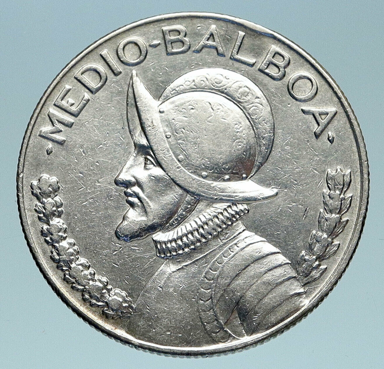 1930 PANAMA Spanish Conquistador Hero Genuine Silver 1/2 BALBOA Coin i83199