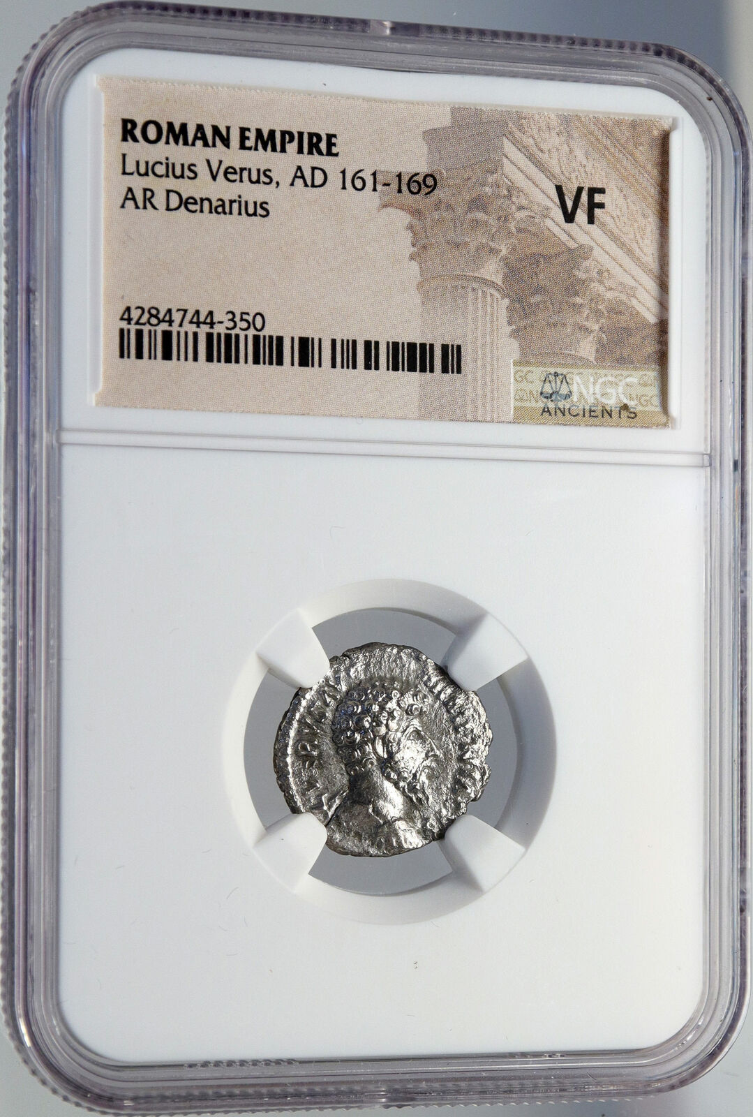 LUCIUS VERUS Authentic Ancient 164AD Rome Silver Roman Coin MARS NGC i82918