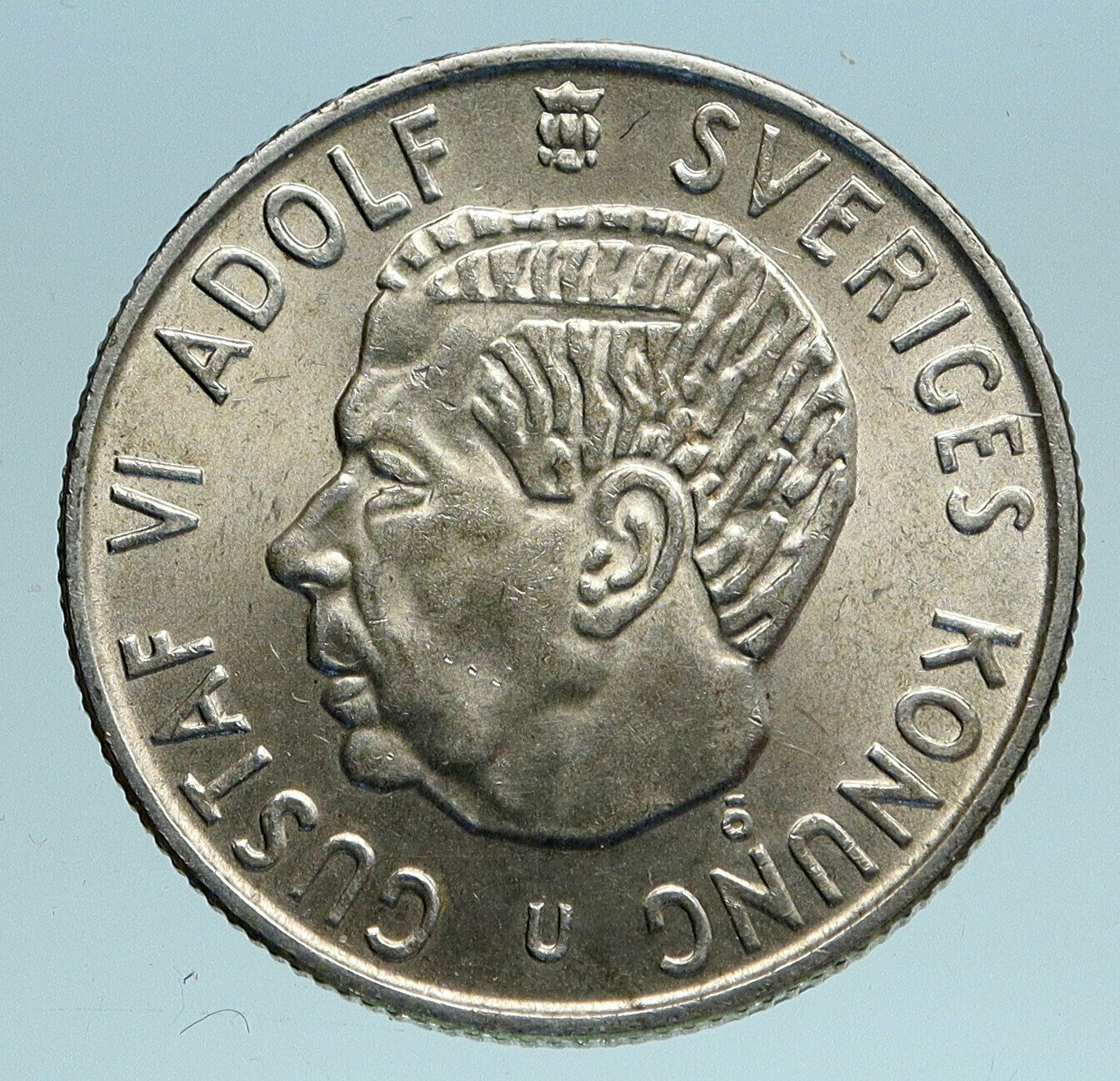 1965 SWEDEN King GUSTAV VI ADOLF 2 Kronor LARGE Silver SWEDISH Coin i83333