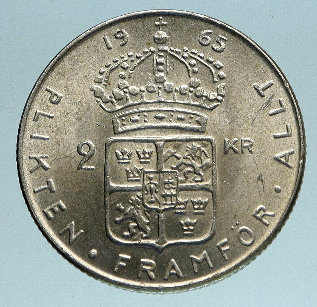 1965 SWEDEN King GUSTAV VI ADOLF 2 Kronor LARGE Silver SWEDISH Coin i83333