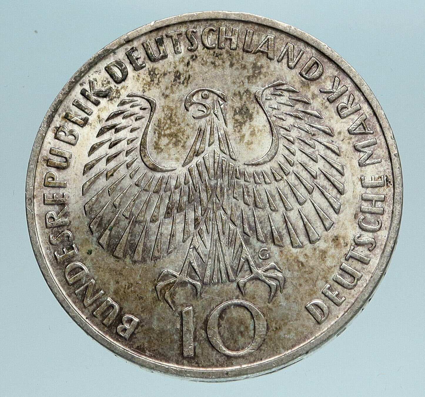 1972 Germany Munich Summer Olympic Antique Proof Silver 10 Mark Coin i83341