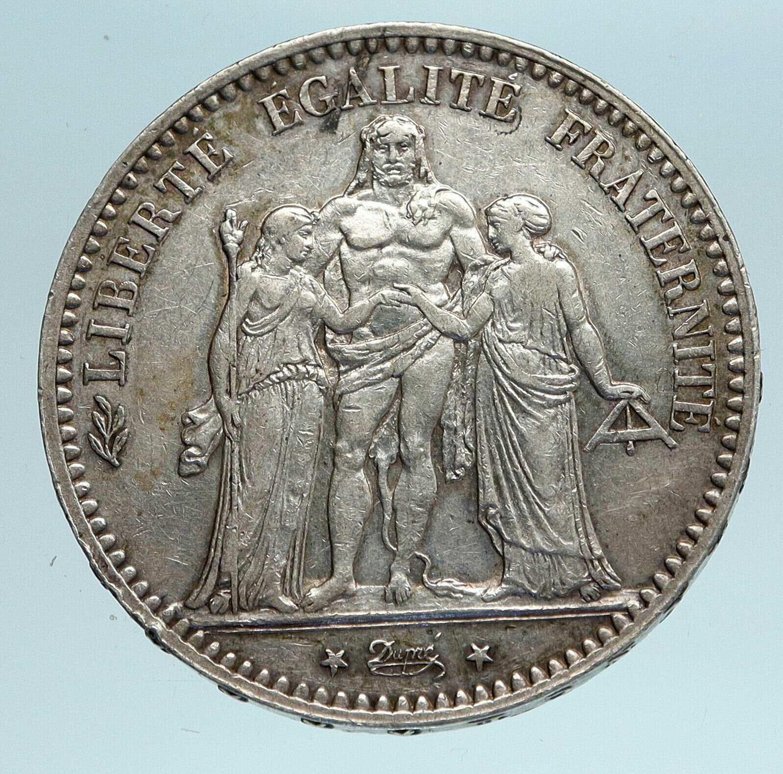 1875 A FRANCE Hercules Group Antique Genuine Silver 5 Franc French Coin i83336