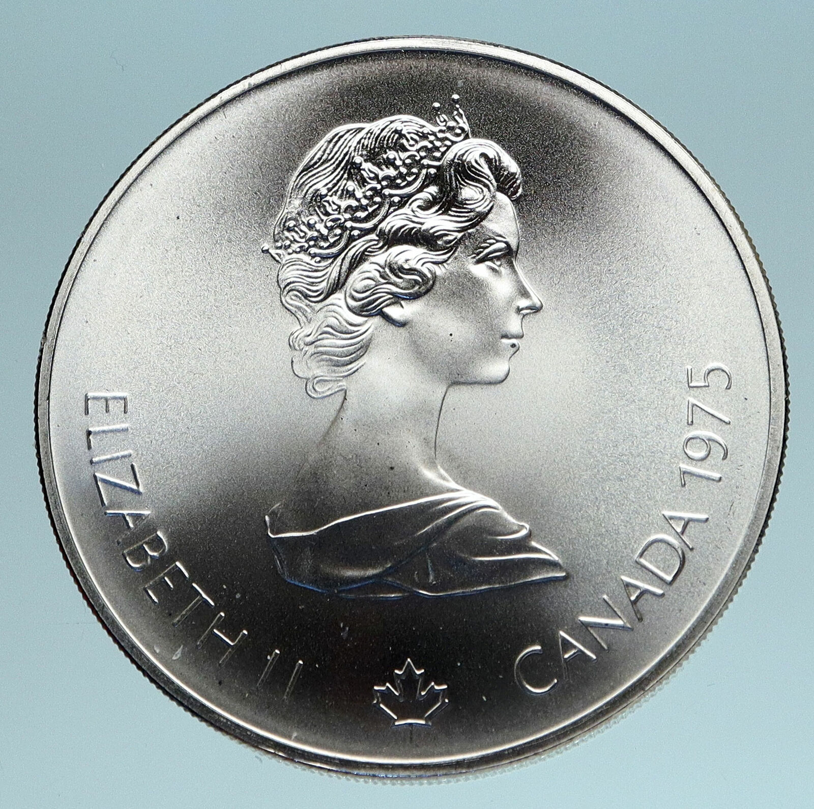 1975 CANADA Queen Elizabeth II Olympics Montreal Swimming Silver $5 Coin i83360